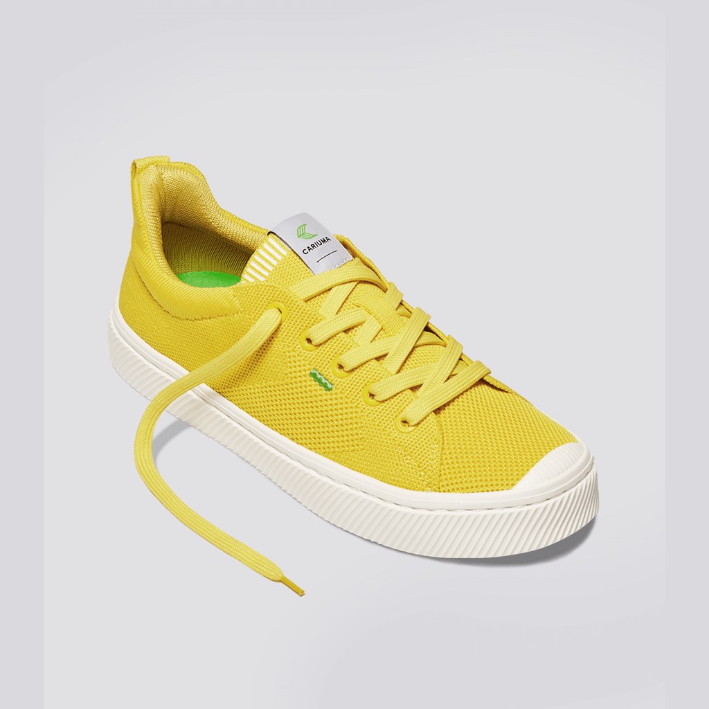 IBI Cariuma Low Top Bamboo Weave Knit Vegan Jaune Femme | DUM-7669205